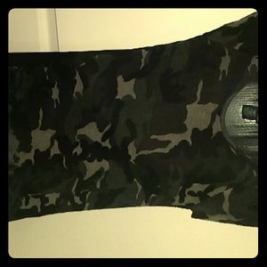 Camo pattern high-low top sheer back