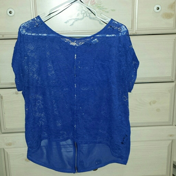 Royal Blue Lace/Crochet High-Low Top from H&M