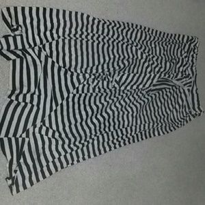 Taupe and black striped high-low skirt