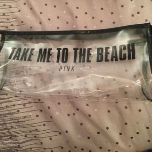 Pink Victoria Secret transparent zip up bag