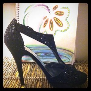 Stuart Weitzman sparkly black heels- negotiate!