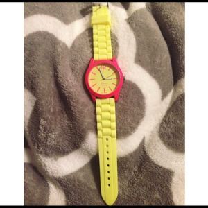 Neon pink and yellow watch