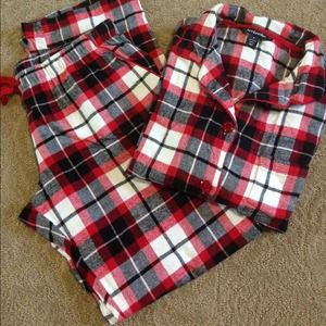 Red plaid flannel PJs