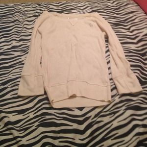 Cream 3/4 length abercrombie shirt