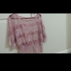 Rose lace sequence stripped romantic/flirty top