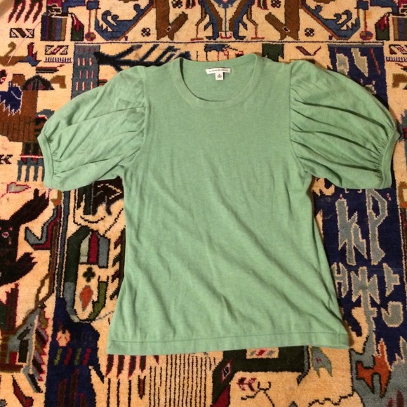 Balloon sleeve soft green top