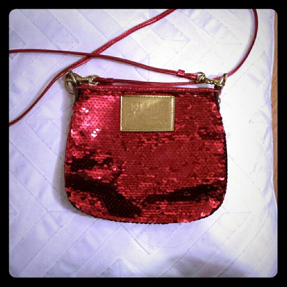 Red Sequined Coach Cross body