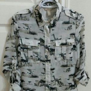 Banana Republic safari print button up shirt