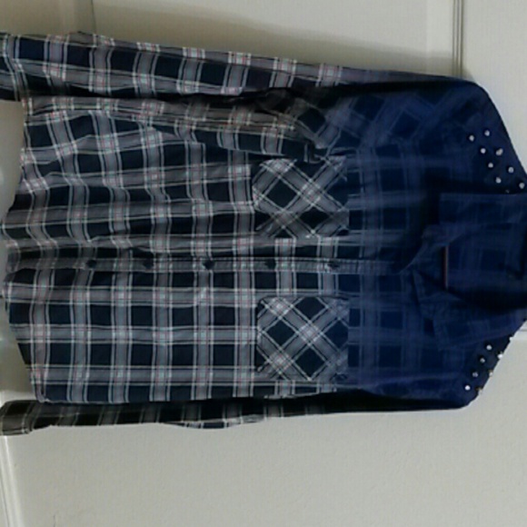 Ombre plaid long sleeve shirt