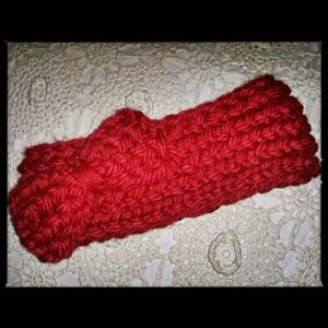 Knitted Red w/ Bow Headband Ear Warmer