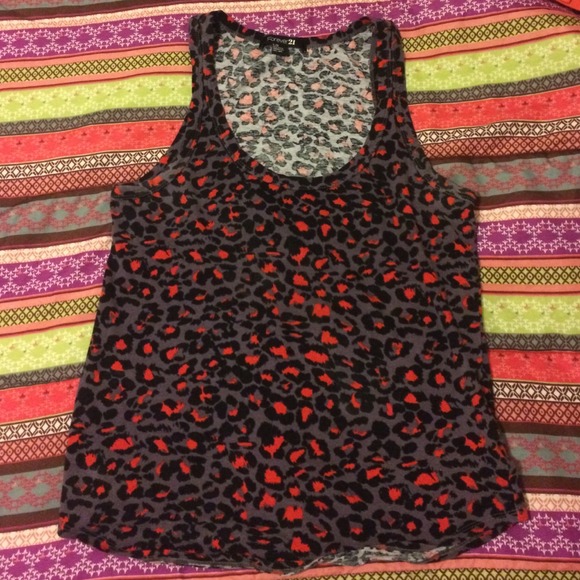 Forever21 Animal Print Grey tank
