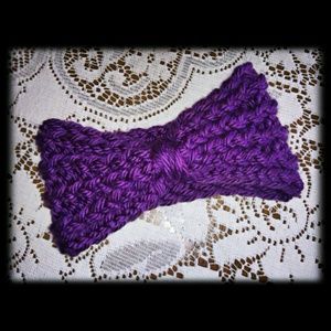 Knitted Purple "Bow" Headband