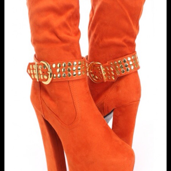 orange heel boots