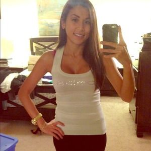 White Bebe racerback tank top