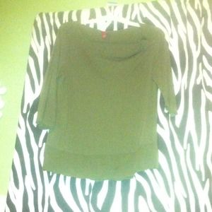 Dark green shirt with a zipper on the shoulder