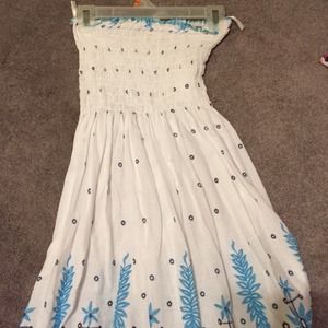 White and blue floral dress