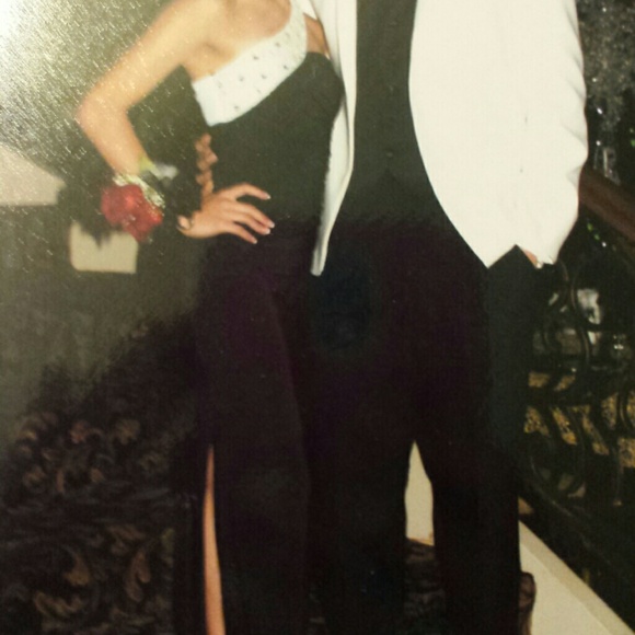 Back and white prom dress