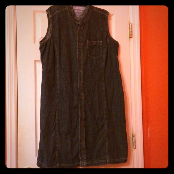 Plus size Tommy Hilfiger button-up blue jean dress