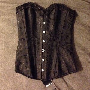 Sexy black corset bustier lace up top