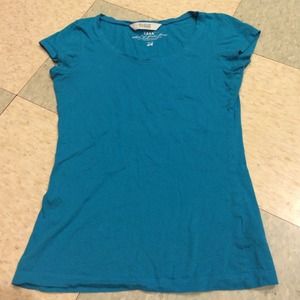 Teal-Blue scoop neck fitted t-shirt