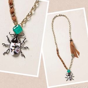 Anthropologie Painted Scarab Pendant Necklace
