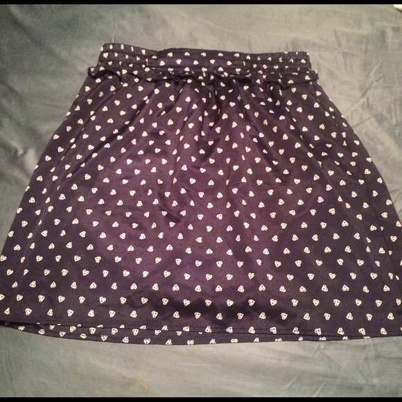 Mid length navy blue heart skirt