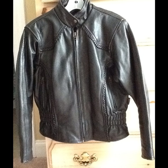 Leather biker coat