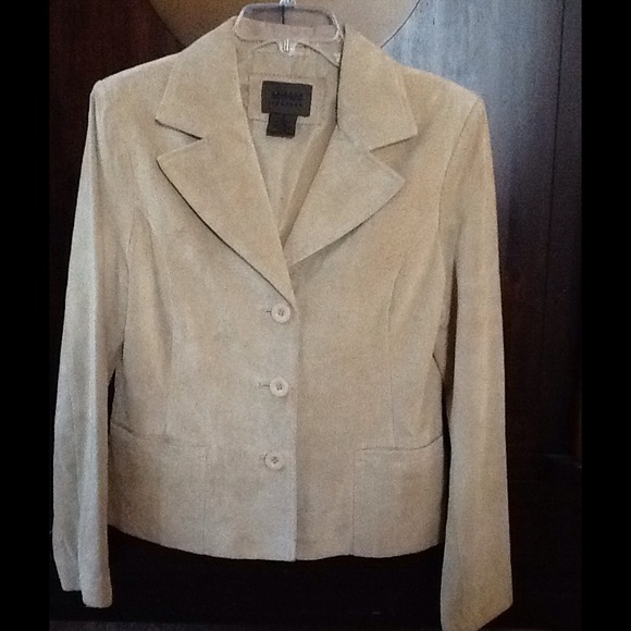 Camel leather suede coat