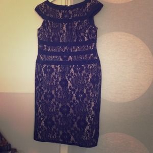 Navy blue dress. Tan in lining.