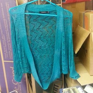 Teal crocheted bolero jacket