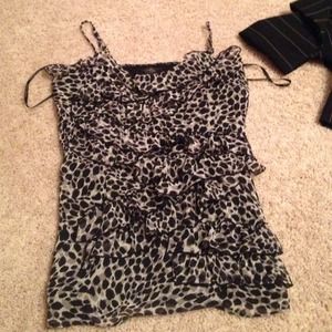 Ruffle cheetah tank top