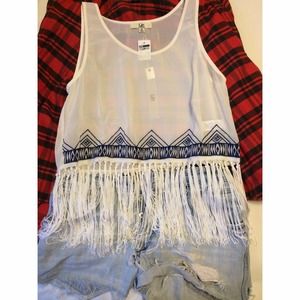 NWT Fringed Boho Crop Tank