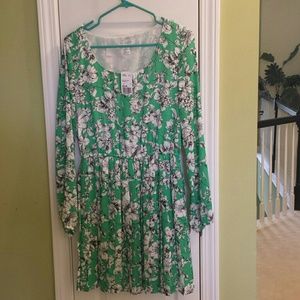 Forever 21 Green and White Floral Dress