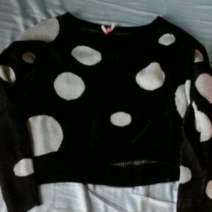 Black & White Long Sleeve Polka Dot Sweatet