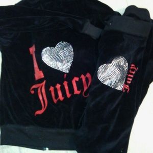 Smalk velour hoodie says i love juicy