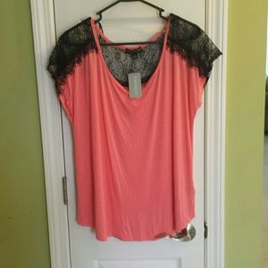 Forever 21 Pink and Black Lace Top