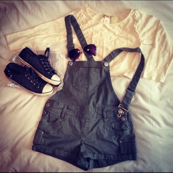 Olive shorts overalls