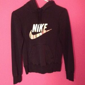 Black and gold nike hoodie.