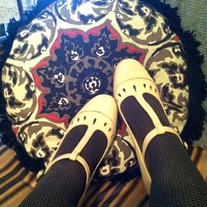 Off White T-Strap Heels