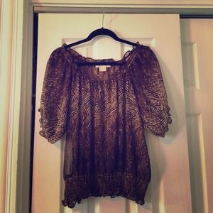 Michael Michael Kors Sheer Leopard Print Blouse S