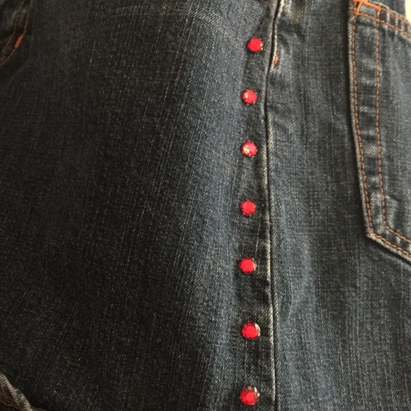 Denim skirt red rhinestone embellished! - Picture 3 of 3
