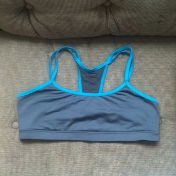 Grey and blue sports bra