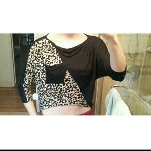 Half black half cheetah print top