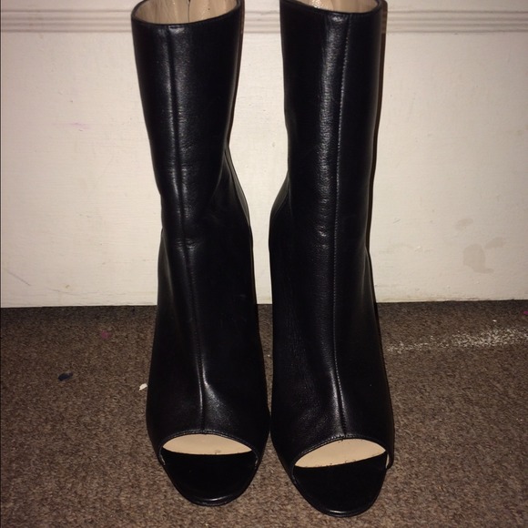Manolo Blahnik Peep Toe Bootie (Black) - Picture 1 of 4