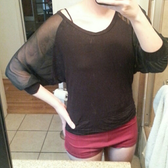Black sheer sleeve shirt