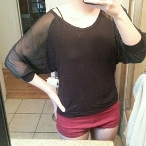 Black sheer sleeve shirt