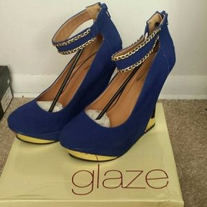 Glaze royal Blue gold plate wedges