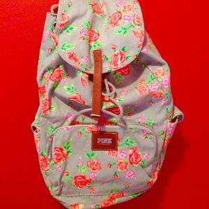 PINK Floral Canvas Backpack