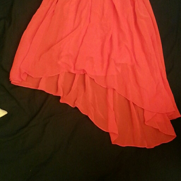 Material girl orange/red chiffon asymmetrical dres - Picture 2 of 2