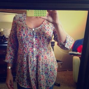 Sheer blouse with tie in back